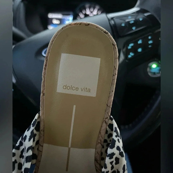 Dolce Vita Naji Knotted Cork Wedge Mule Leopard Satin - Picture 8 of 8